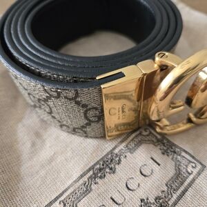 Gucci Black and Gold Men's Belt Size 46